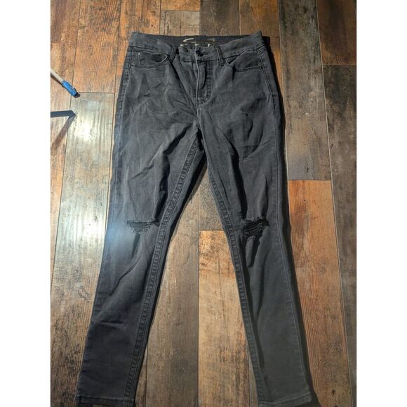 Seven7 Black Denim High-Rise Skinny Jeans, Women's Size 12 - Distressed Details - Picture 3 of 3